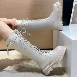 Stivali Scarpe eleganti Autunno Inverno Caldo Suola spessa Al ginocchio Donna Pelle Stringata Cavaliere Stile britannico Ytmtloy 2023 Botines De Mujer Sexy 1