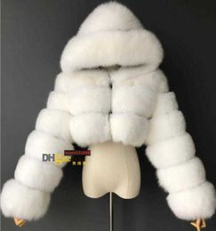 High QualityFurry Cropped Faux Coats and Jackets Women Fluffy Top Coat with Hooded Winter Fur Jacket