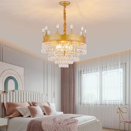 Pendant Lamps Golden Crown Led Chandelier For Dining Living Room Shop Hanging Lamp Fixture Matte Black/gold ZM112009