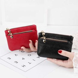 Wallets 2022 New Leather Coin Purse Women Mini Change Purses Kids Coin Pocket Wallets Key Chain Holder Zipper Pouch Card Holder Wallet L221101