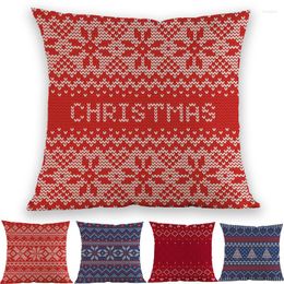 Pillow Red Blue Geometric Sweater Pattern Pillowcase Christmas Tree Snow Home Festival Decorating Cover