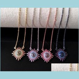 Pendant Necklaces 10 Pcs Turkish Style Evil Eye Double Bails Connector Necklace Cz Zircon Micro Pave Crystal Charm Jewellery Making Fo Dhpkd