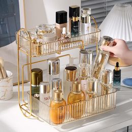 Storage Boxes Transparent Cosmetics Shelf Large Capacity Makeup Organiser Desktop Double Deck Dresser Bedroom Bathroom