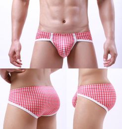 Underpants Mens Plaid Panties Large Pouch Bag Sexy Jockstrap Briefs Low Waist Brand Elastic Underwear