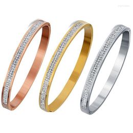 Bangle Fashion Luxury Men Women Charm Cubic Zircon Rhinestone Stainless Steel Couple Bracelet Wristband Jewellery