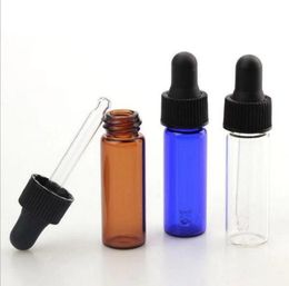 4 ml bernsteinfarbene, klare, blaue Mini-Glasflaschen für ätherische Öle, leere Flasche mit Glastropfer