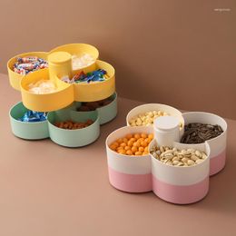 Storage Boxes Fruit Plate Living Room Home Double Layer Rotating Candy Box Petal Creative Modern Dried Snack