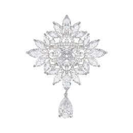 Luxury Rhinestone Brooch Hot Elegant Wedding Bridal Corsage Suit Accessories Flower Pin Fashion Jewelry for Mother Gifts