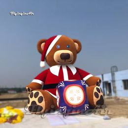 Outdoor Cute Large Inflatable Christmas Bear Cartoon Animal Mascot Model Air Blow Up Brown Bear Balloon With Box For Event