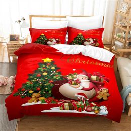 Bedding sets Red Merry Christmas Bedroom Set Soft Bedspread Fashionable and Comfortable Duvet Cover Quilt case