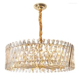 Pendant Lamps Contemporary K9 Crystal Chandeliers Lighting Warm Romantic Indoor Decoration Luminaire Gold Luxury Stainless Steel Hanging