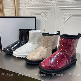Arka Arılar Platform Botlar Tasarımcı Moda Kadın Kış Kış Klasik Sıcak Kar Botu Siyah Beyaz Kırmızı Bej Geçici Peluş Ayak Bileği Öngenleri Lüks Origin Kalite Ayakkabı