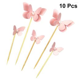 Festive Supplies 10Pcs Cake Toppers Butterfly Shape Fruit Picks Dessert Table Decorative