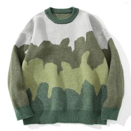 Men's Sweaters LACIBLE Harajuku Camouflage Sweater Pullover Men Gradient Striped Knitted Loose Hip Hop Streetwear Spring Autumn Unisex