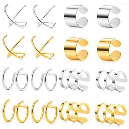 Backs Earrings 8 Pairs Stainless Steel Ear Cuff Cartilage Clip On Wrap Fake Nose Ring Non-Piercing Adjustable