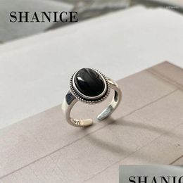 Cluster Rings Cluster Rings Shanice Black Onyx For Women Real 925 Sterling Sier Fine Jewelry Open Ring Vintage 100 Natural Stone Mot Dhfka