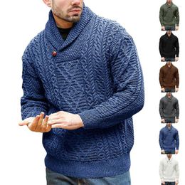 Men's Sweaters European American Style Sweater Man Turtleneck Full Sleeve Pullovers Kink Flower Solid Colour Casual Knitting Tops Autumn