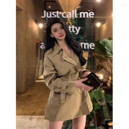 Women's Trench Coats High-quality Khaki Windbreaker Autumn British Style Lace-up Waist Coat Women's Elegant All-match Office Lady