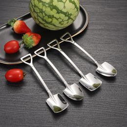 304 stainless steel spoon creative cute flat pointed shovel eat dessert cake ice cream watermelon tool LK354