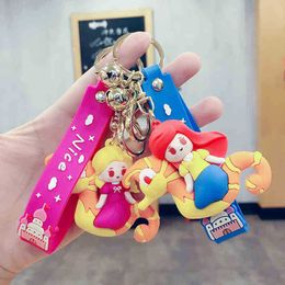 Keychains Creative seahorse Princess silicone doll key chain cute student schoolbag pendant car ring small gift