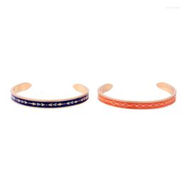 Bangle Bulk Price 2022 2pcs/set Orange Blue Enamel Bangles For Women Gold Colour Metal Vintage