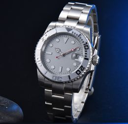 Yacht Aseptic Gray Surface Men's Automatic Mechanical Watch Stainless Steel Strap Silver 01