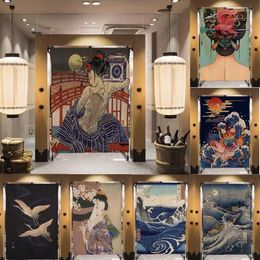 Curtain Japanese Retro Style Door Fabric With Rod Home Partition Bathroom Sushi El Kitchen Restaurant Screen Decor