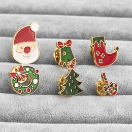 Cute Cartoon Christmas Jewellery designer brooch Crutch tree garland bell santa claus pin broochs South American Gold Silver Plated for Girls Boys Woman Gift Party