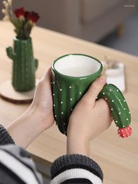 Mugs Creativity Cactus Mug With Spoon And Lid Cute Milk Coffee Cup Personality Home Decoration Gift For Friend Family