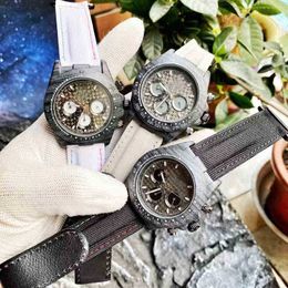 Chronograph Designer Watches Wristwatch Luxury Commodity Double Belt 6-pin Carbon Grain Watch