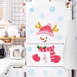 Christmas Decorations Refrigerator Stickers PVC Wall Window Sticker Snowman Ornaments 2022 Home Decoration Year