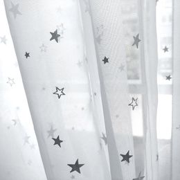 Curtain & Drapes Modern Printed Star Tulle Curtains For Living Room Bedroom Window Treatment Sheer Voile Kitchen