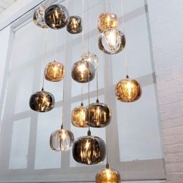 Pendant Lamps Crystal Ball LED Chandelier Clear Stairs American Meteor Shower El House Meals Lamp