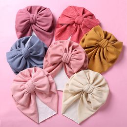 14 Colours Infant Toddler Bowknot Indian Turban Cap Kids Spring Autumn Caps Baby Newborn Hat Solid Colour Hairband M4228