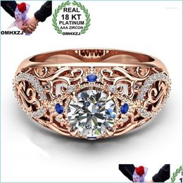 Cluster Rings Cluster Rings Wholesale European Fashion Woman Man Party Wedding Gift Luxury White Blue Zircon 18Kt Rose Gold Ring Rr5 Dhjyp