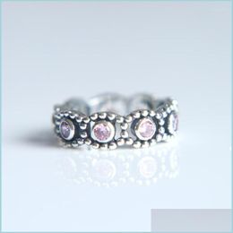 Cluster Rings Cluster Rings Jewellery 925 Sterling Sier Vintage Big Ring With Round Pink Clear Cz For Womens Ringscluster Brit22 Drop Dhzj2