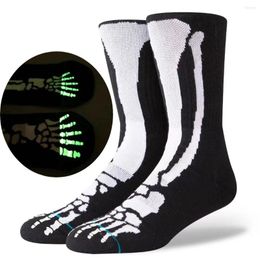 Men's Socks Men Sports Skateboard Basketball Luminous Skull Novelty Long Stocking For Women