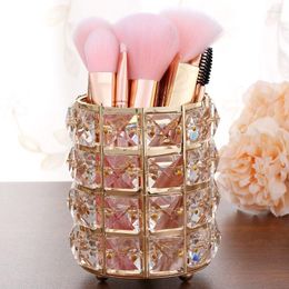 Storage Boxes Metal Makeup Brush Tube Desktop Eyebrow Pencil Holder Organiser Bead Crystal Jewellery Box Mx9281006
