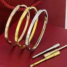 Love Screw Bangles designer bracelets Luxury Jewelry Women Bangle Classic 6mm Titanium Steel Alloy Gold-Plated Craft Colors Gold/Silver/Rose Never Fade Not Allergic