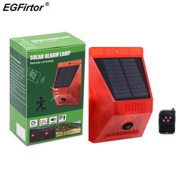 Alarm systems Solar Lamp Remote Control Security Motion Sensor Siren PIR Detector For Home Yard Outdoor 221101