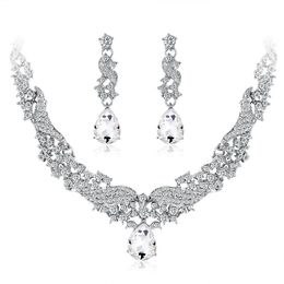Other Jewellery Sets Luxury Sparkling Crystal Bridal Jewellery Sets Wedding Cubic Zircon Earring Necklace Set African Jewellery Dress Ac Dhgow