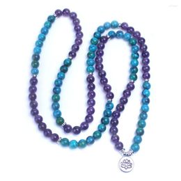 Strand 108 Mala Healing Bracelet Phoenix And Amerthyst Stone Lotus Yoga Jewelry Laps Bracelets Beads Necklace