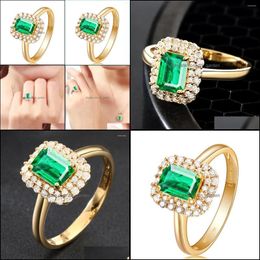 Cluster Rings Cluster Rings Bijox Storey Sier For Women Gold Colour Emerald Geometric Gemstiones Fine Engagement Party Wedding Jewellery Dhice