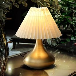 Table Lamps Living Room Desk Pleated Decorative Lamp Cross Border Simple Bedroom Bed Cloth Cover