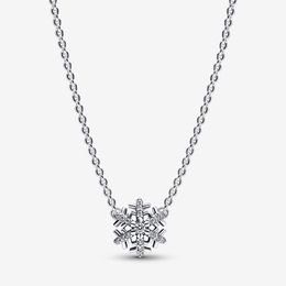 925 Sterling Silver Sparkling Snowflake Pendant Necklace Fashion Wedding Engagement Jewelry Making for Women gifts