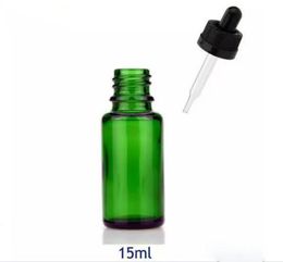 15 ml glasflaskor med svart barnsäker mössa och glasdroppar eteriska oljeförpackningsflaskor