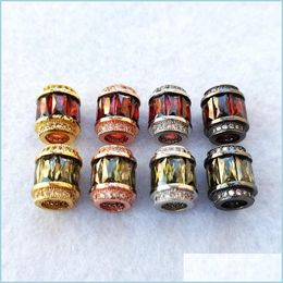 Rhinestones New Design Circar Column Beads Fit Bracelet Pendant Big Hole Cz Micro Pave Diy Charm Jewellery Findings Ct531 Drop Delivery Dh5Ed