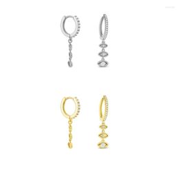 Hoop Earrings Clear Three Zircon Eyes Pendant Drop For Women Fashion Piercing Clips Wedding Jewellery Pendientes Accessories Wholesale