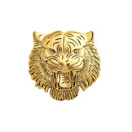 Metal Tiger Brooch Silver Gold Men Animal Tiger Head Brooches Suit Lapel Pin for Gift Party