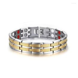 Link Bracelets Fashion Women Men Jewellery 316L Stainless Steel Energy Health Magnetic Bracelet With Germanium Negative Ions Magnet Far